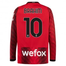 AC Milan Brahim 10 Kotipelipaita 2023-24 Jalkapallo Pelipaidat Peliasut(L/S)