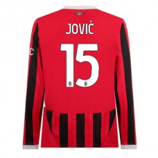 AC Milan Jović 15 Kotipelipaita 2024-25 Jalkapallo Pelipaidat Peliasut(L/S)