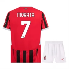 AC Milan Morata 7 Lasten Kotipelipaita 2024-25 Jalkapallo Pelipaidat Peliasut