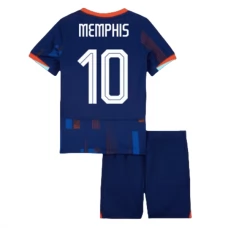 Alankomaat Memphis 10 Lasten Vieraspelipaita EM 2024 Jalkapallo Pelipaidat Peliasut