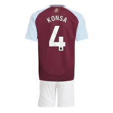 Aston Villa FC Konsa 4 Lasten Kotipelipaita 2024-25 Jalkapallo Pelipaidat Peliasut