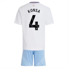 Aston Villa FC Konsa 4 Lasten Vieraspelipaita 2024-25 Jalkapallo Pelipaidat Peliasut