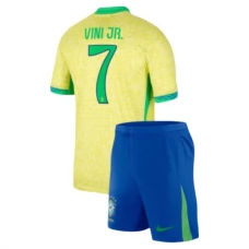 Brasilia Vini Jr. 7 Lasten Kotipelipaita Copa América 2024 Jalkapallo Pelipaidat Peliasut