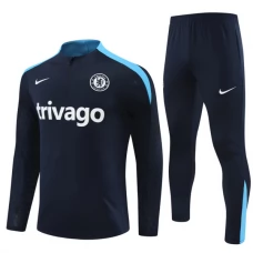 Chelsea FC Lasten Verryttelypuku 2024-25 - 1-4 Zip Musta Sininen