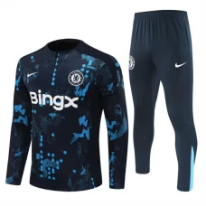 Chelsea FC Lasten Verryttelypuku 2024-25 - 1-4 Zip Musta Sininen