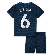 Chelsea FC T.Silva 6 Lasten Vieraspelipaita 2023-24 Jalkapallo Pelipaidat Peliasut