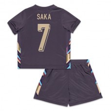 Englanti Saka 7 Lasten Vieraspelipaita EM 2024 Jalkapallo Pelipaidat Peliasut