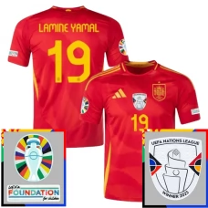 Espanja Lamine Yamal 19 Kotipelipaita EM 2024 Jalkapallo Pelipaidat Peliasut Patch