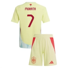 Espanja Morata 7 Lasten Vieraspelipaita EM 2024 Jalkapallo Pelipaidat Peliasut