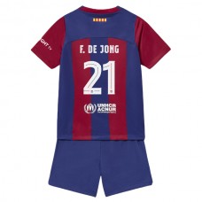 FC Barcelona F.De Jong 21 Lasten Kotipelipaita 2023-24 Jalkapallo Pelipaidat Peliasut