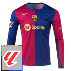FC Barcelona Kotipelipaita With La Liga Patch 2024-25 Jalkapallo Pelipaidat Peliasut(L/S)