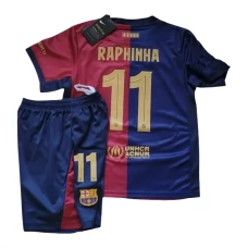FC Barcelona Raphinha 11 Lasten Kotipelipaita 2024-25 Jalkapallo Pelipaidat Peliasut