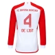 FC Bayern München De Ligt 4 Kotipelipaita 2023-24 Jalkapallo Pelipaidat Peliasut(L/S)