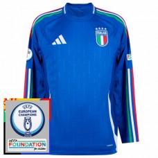 Italia Kotipelipaita EM 2024 Jalkapallo Pelipaidat Peliasut(L/S) Patch