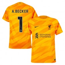 Liverpool FC A.Becker 1 Maalivahdin Vieraspelipaita 2023-24 Jalkapallo Pelipaidat Peliasut