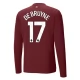 Manchester City FC De Bruyne 17 Kolmas Pelipaita 2024-25 Jalkapallo Pelipaidat Peliasut(L/S)