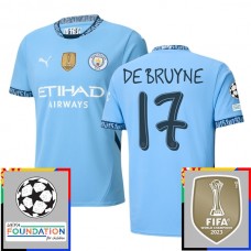 Manchester City FC De Bruyne 17 Kotipelipaita Champions League With Patch 2024-25 Jalkapallo Pelipaidat Peliasut