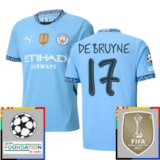 Manchester City FC De Bruyne 17 Kotipelipaita Champions League With Patch 2024-25 Jalkapallo Pelipaidat Peliasut
