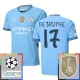 Manchester City FC De Bruyne 17 Kotipelipaita Champions League With Patch 2024-25 Jalkapallo Pelipaidat Peliasut