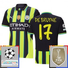 Manchester City FC De Bruyne 17 Vieraspelipaita Champions League With Patch 2024-25 Jalkapallo Pelipaidat Peliasut