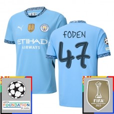 Manchester City FC Foden 47 Kotipelipaita Champions League With Patch 2024-25 Jalkapallo Pelipaidat Peliasut