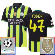 Manchester City FC Foden 47 Vieraspelipaita Champions League With Patch 2024-25 Jalkapallo Pelipaidat Peliasut