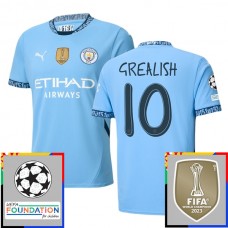 Manchester City FC Grealish 10 Kotipelipaita Champions League With Patch 2024-25 Jalkapallo Pelipaidat Peliasut
