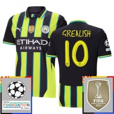 Manchester City FC Grealish 10 Vieraspelipaita Champions League With Patch 2024-25 Jalkapallo Pelipaidat Peliasut