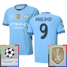 Manchester City FC Haaland 9 Kotipelipaita Champions League With Patch 2024-25 Jalkapallo Pelipaidat Peliasut