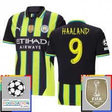 Manchester City FC Haaland 9 Vieraspelipaita Champions League With Patch 2024-25 Jalkapallo Pelipaidat Peliasut