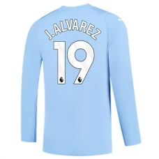 Manchester City FC J. Alvarez 19 Kotipelipaita 2023-24 Jalkapallo Pelipaidat Peliasut(L/S)