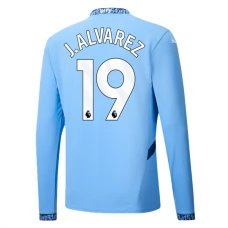 Manchester City FC J. Alvarez 19 Kotipelipaita 2024-25 Jalkapallo Pelipaidat Peliasut(L/S)