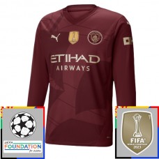 Manchester City FC Kolmas Pelipaita Champions League With Patch 2024-25 Jalkapallo Pelipaidat Peliasut(L/S)