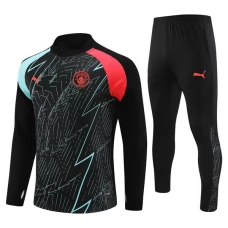 Manchester City FC Lasten Verryttelypuku 2023-24 - 1-4 Zip Musta Camouflage