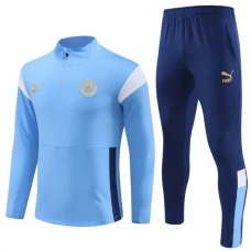 Manchester City FC Lasten Verryttelypuku 2023-24 - 1-4 Zip Sininen
