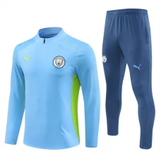 Manchester City FC Lasten Verryttelypuku 2024-25 - 1-4 Zip Sininen Vihreä