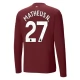 Manchester City FC Matheus N. 27 Kolmas Pelipaita 2024-25 Jalkapallo Pelipaidat Peliasut(L/S)