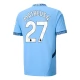Manchester City FC Matheus N. 27 Kotipelipaita 2024-25 Jalkapallo Pelipaidat Peliasut