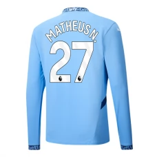 Manchester City FC Matheus N. 27 Kotipelipaita 2024-25 Jalkapallo Pelipaidat Peliasut(L/S)