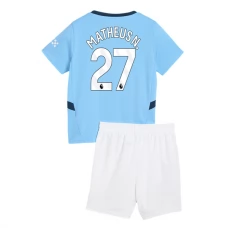 Manchester City FC Matheus N. 27 Lasten Kotipelipaita 2024-25 Jalkapallo Pelipaidat Peliasut
