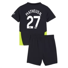 Manchester City FC Matheus N. 27 Lasten Vieraspelipaita 2024-25 Jalkapallo Pelipaidat Peliasut