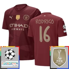 Manchester City FC Rodrigo 16 Kolmas Pelipaita Champions League With Patch 2024-25 Jalkapallo Pelipaidat Peliasut