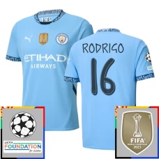 Manchester City FC Rodrigo 16 Kotipelipaita Champions League With Patch 2024-25 Jalkapallo Pelipaidat Peliasut