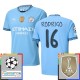 Manchester City FC Rodrigo 16 Kotipelipaita Champions League With Patch 2024-25 Jalkapallo Pelipaidat Peliasut