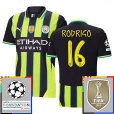 Manchester City FC Rodrigo 16 Vieraspelipaita Champions League With Patch 2024-25 Jalkapallo Pelipaidat Peliasut