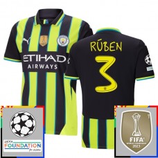 Manchester City FC Rúben 3 Vieraspelipaita Champions League With Patch 2024-25 Jalkapallo Pelipaidat Peliasut