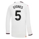 Manchester City FC Stones 5 Vieraspelipaita 2023-24 Jalkapallo Pelipaidat Peliasut(L/S)