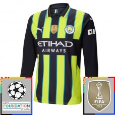Manchester City FC Vieraspelipaita Champions League With Patch 2024-25 Jalkapallo Pelipaidat Peliasut(L/S)