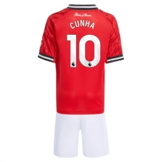 Manchester United FC Cunha 10 Lasten Kotipelipaita 2025-26 Jalkapallo Pelipaidat Peliasut