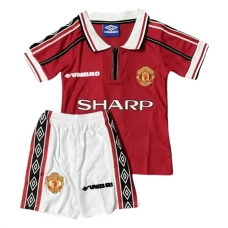 Manchester United FC Lasten Kotipelipaita Retro 1998-99 Jalkapallo Pelipaidat Peliasut